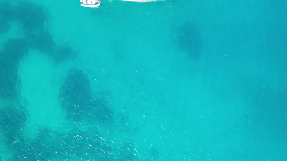 Aerial View of a Yaht Moored Near Spinalonga Island, Crete, Greece