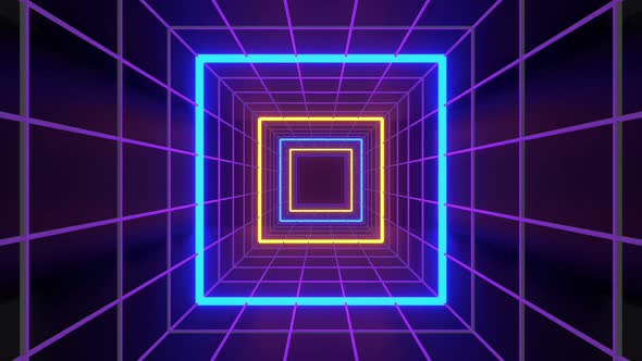 Cube Grid Neon 02 Hd
