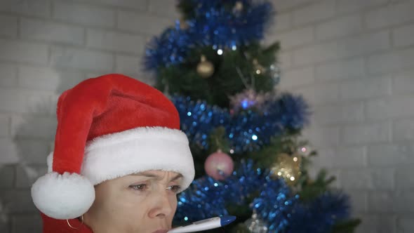 Ill Woman with Fever at Christmas alt