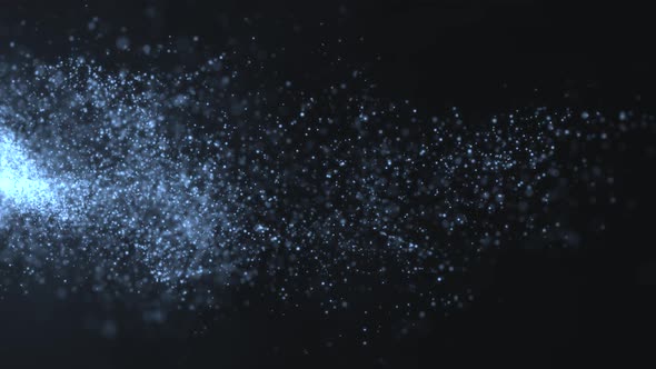 Blue Particles Moving Horizontally Abstract Animation