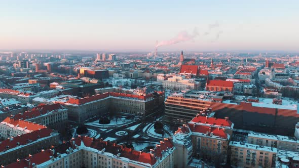 Drone View of the City of Wroclaw Poland alt