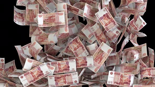 Falling Russian Ruble Bills Money Transition