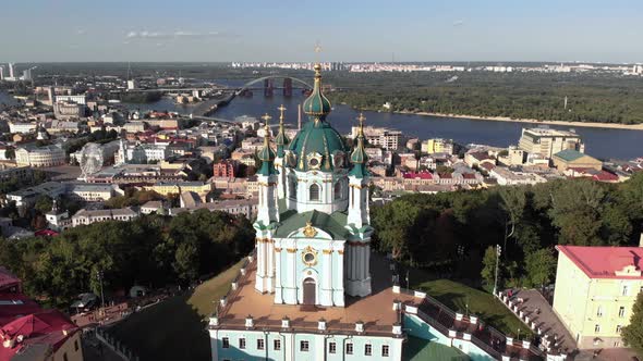 Aerial View of Kyiv St. Andrew's Church. Ukraine alt