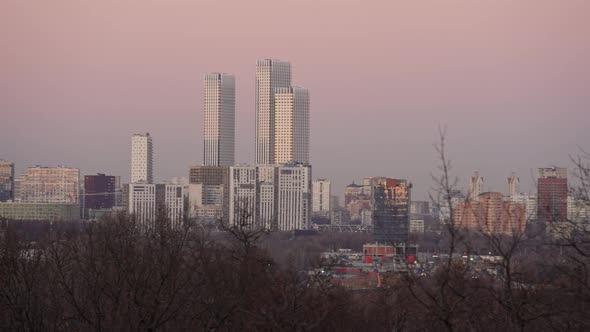 Panorama of the Evening City of Moscow