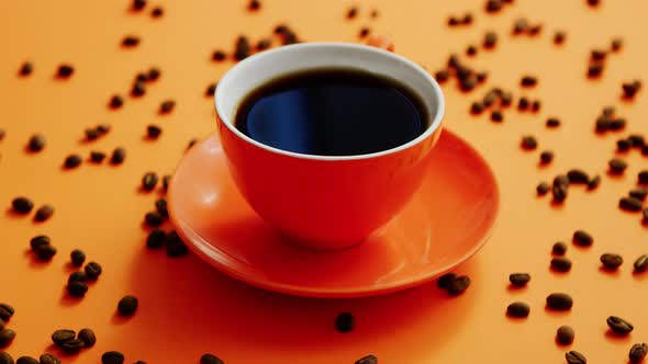 Cup of Coffee Surrounded By Beans alt