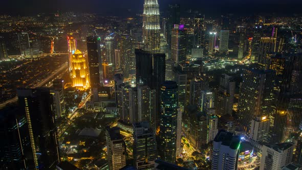 Kuala Lumpur Cityscape Night Timelapse Skyscrapers Panorama alt