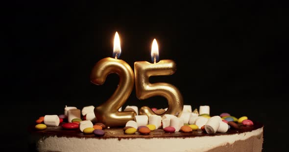 Twenty Five Anniversary Candle on Cake
