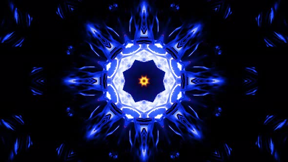 Neon glowing kaleidoscope. Looped animation