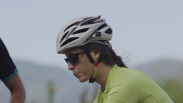 Closeup of cyclist taking drink of water.  Fully released for commercial use.