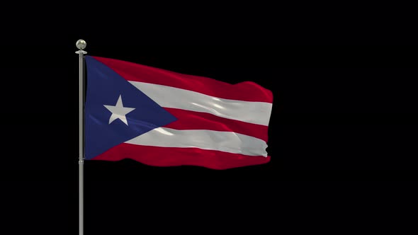 Puerto Rico Looping Of The Waving Flag Pole With Alpha