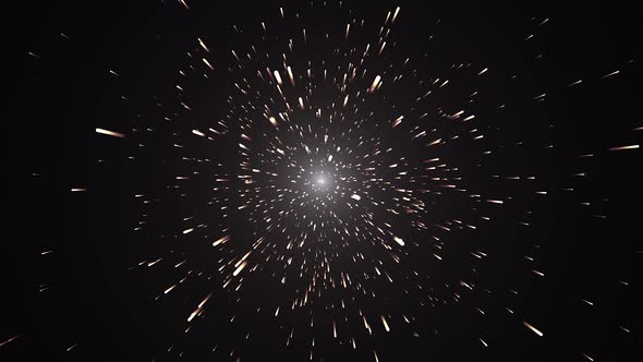 Hyperspace jump in white through the stars to a distant space.