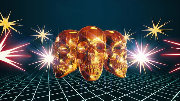 Golden Skulls Tech Vj Loop