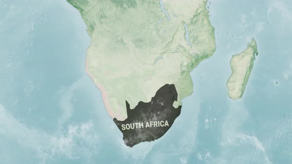 Globe Map of South Africa  with a label