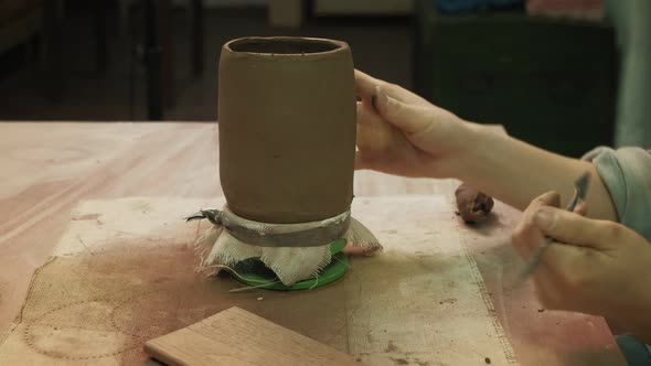 the Work of a Ceramist. Making Pottery