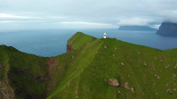 Aerial View of Kalsoy Island at Sunset alt