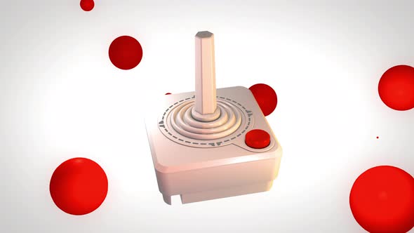 3D Vintage nostalgic Joystick is slowly rotating in the bright white background alt