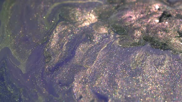 Purple and Silver Holographic Glitter Liquid Ink Flows alt