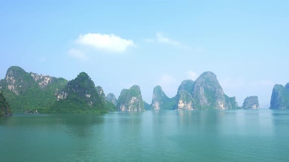 Panoramic view of Ha Long Bay, famous tourism destination in Vietnam alt