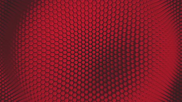 Red minimalism mosaic surface with moving hexagons