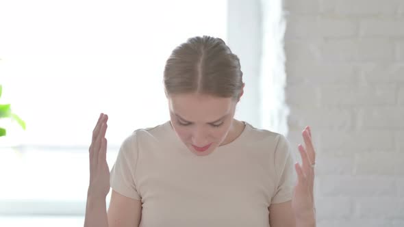 Disappointed Woman Reacting to Loss Financial Failure alt