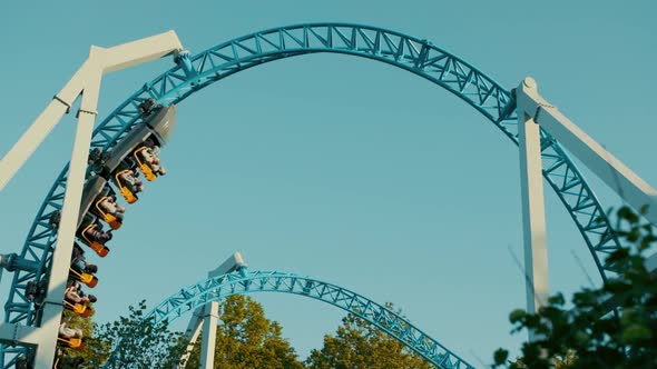 Roller coaster in an amusement park