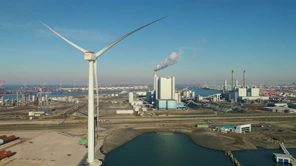 Wind turbine in port