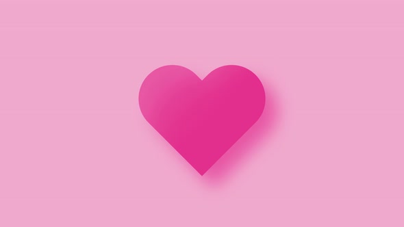 Animation Pink heart, isolated on white background, pulsating or beating. Valentine's Day concept. alt