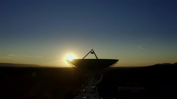 Aerial View of Telecommunications Antenna or Radio Telescope Satellite Dish on Sunset alt