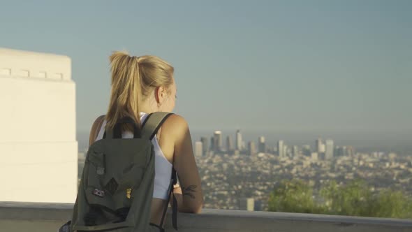 Female Traveler in Los Angeles at Viewpoint