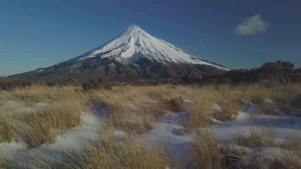 Volcano Mount Taranaki aerial footage