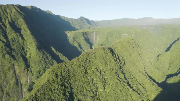 Aerial view of Cascata do Poco do Bacalhau, Portugal. alt