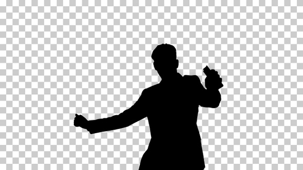 Silhouette businessman dancing, Alpha Channel alt