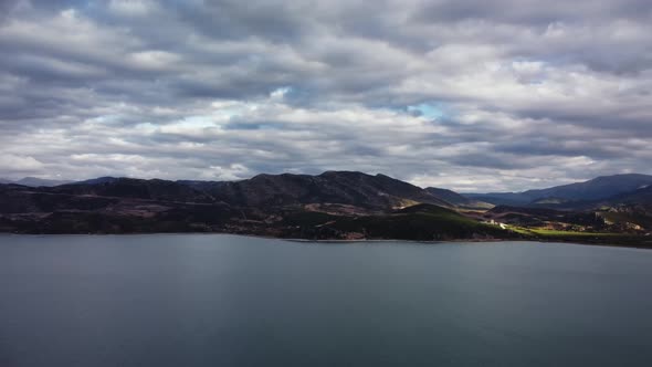 Green Hills and Mountains on the Shore of Egirdir Lake are Filmed By Drone alt