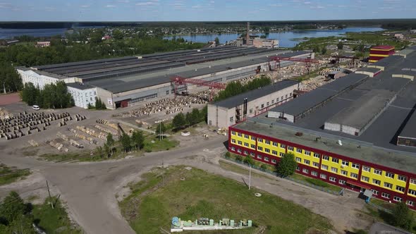 Industrial Buildings on Summer Day in Town