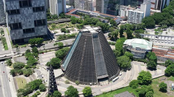 Aerial view of Metropolitan Cathedral of Rio de Janeiro Brazil. alt