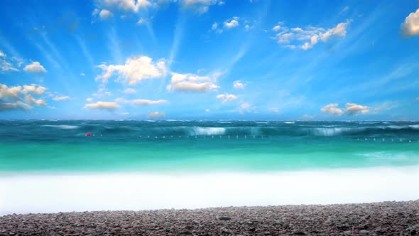 sky and clouds on the background of the sea 4K