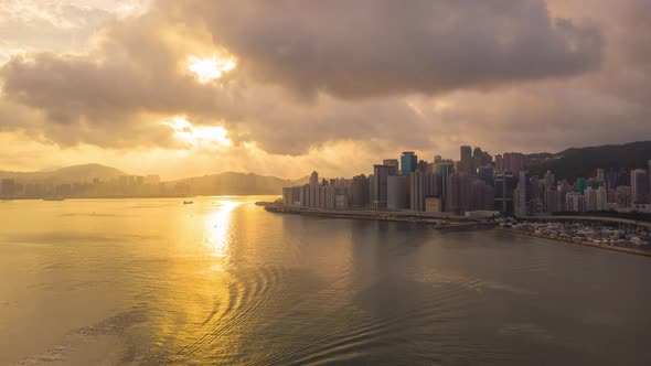 Victoria Harbour in Hong Kong. hyper lapse in hong kong city. alt