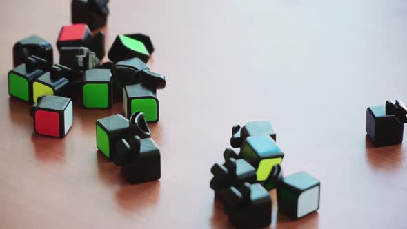 Pieces of Broken Rubik's Cube Puzzle