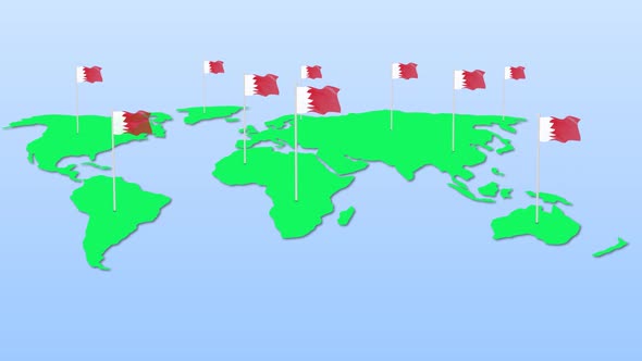 Flag Of Bahrain Around The World Flying Wave Animation alt
