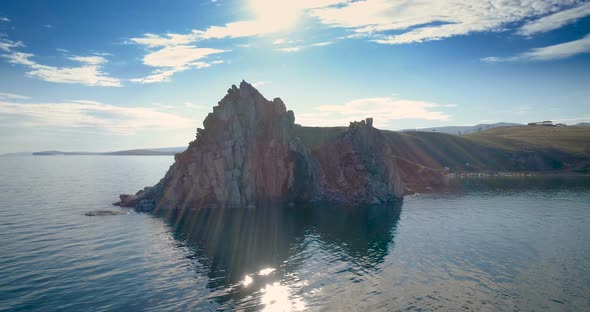 View of the Baikal A Famous Tourist Site Cape Burhan. Siberia, Russia alt