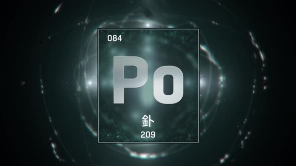 Polonium as Element 84 of the Periodic Table on Green Background in Chinese Language