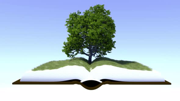 A Tree And Grass Grow Out Of The Pages alt