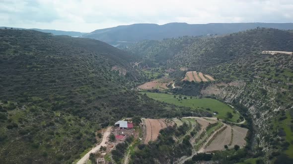 Aerial View on Picturesque Valley in Mountains of Troodos in Cyprus in Summer Day