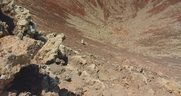 Large Crater of Ancient Dormant Volcano Montana Roja Fuerteventura Canaries alt