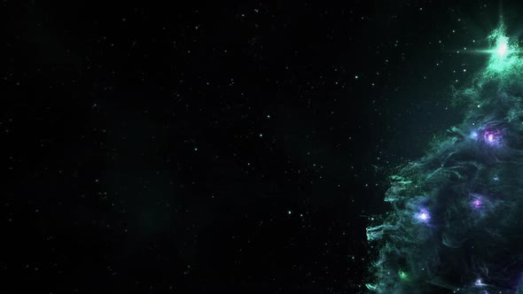 Turquoise Cyan Nebula Christmas Fir Tree background seamless loop HD resolution.
