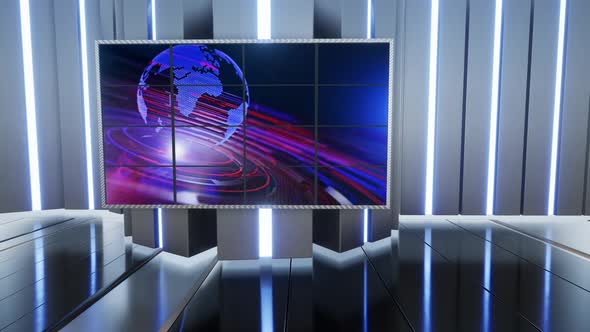 Virtual News Studio Set Green Screen Background Loop 4k alt
