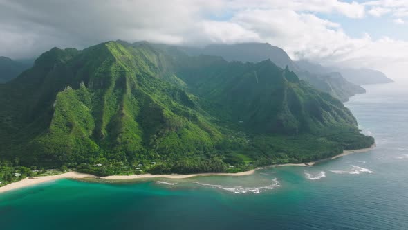 Traveling Exotic Nature Tropical Island KauaiHawaii USACinematic Aerial Nature alt