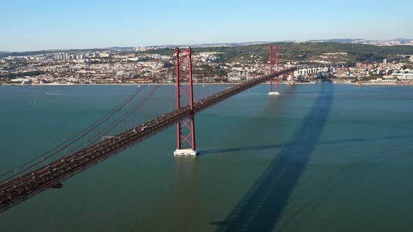 Modern Suspension Landmark Bridge in Portuguese Capital