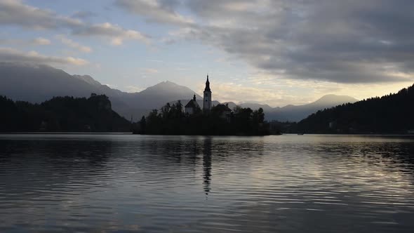 Colorful Sunrise View of Bled Lake in Julian Alps, Slovenia