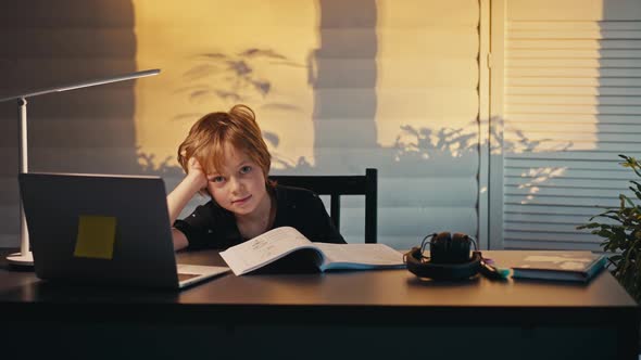 Back to School Online Learning Distance Lesson Education at Home Technology for Schoolboy alt